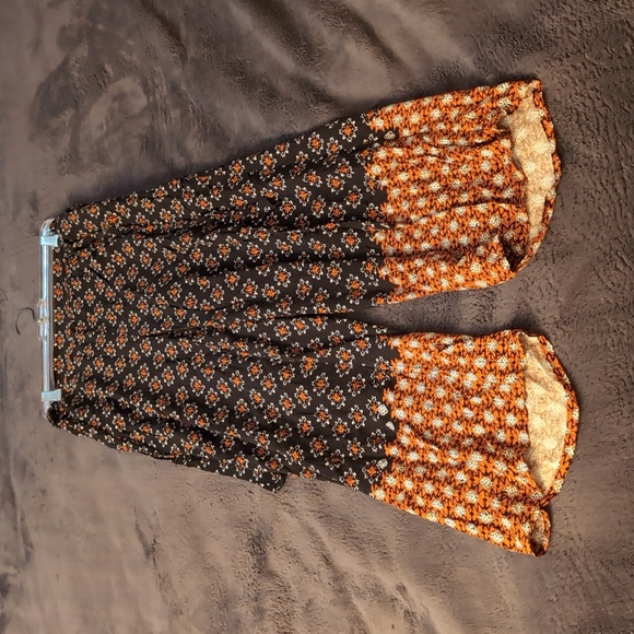 Black Brown Geometric Print Pull On Wide Leg Pants - Picture 8 of 10